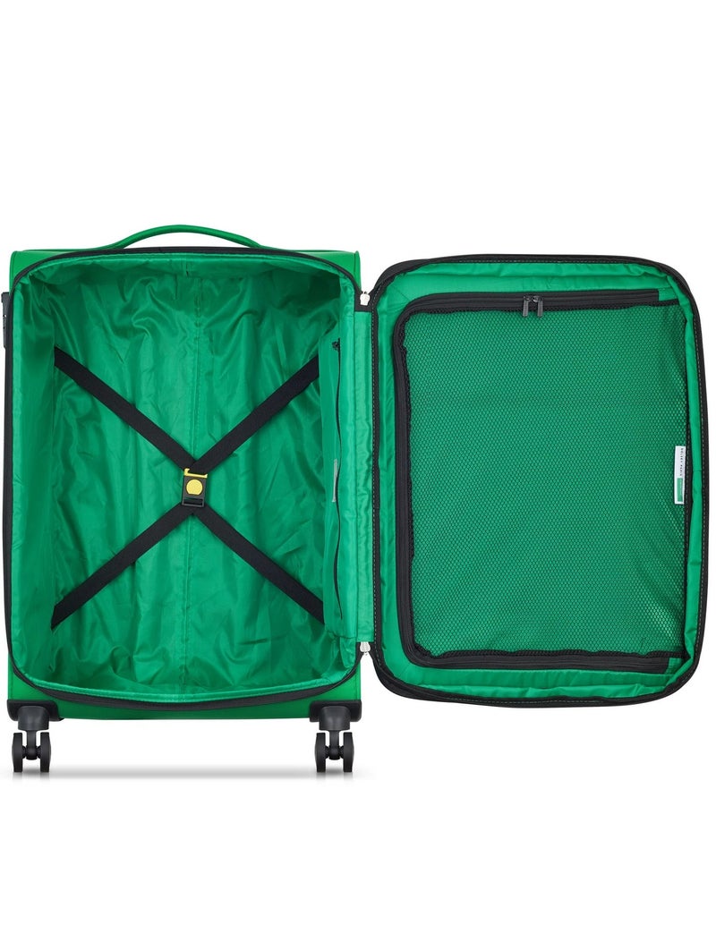 UNITED COLORS OF BENETTON Color Block 69 Cm 4-Double Wheeled Softside Expandable Check-In Luggage Trolley Case - Green - Image 3
